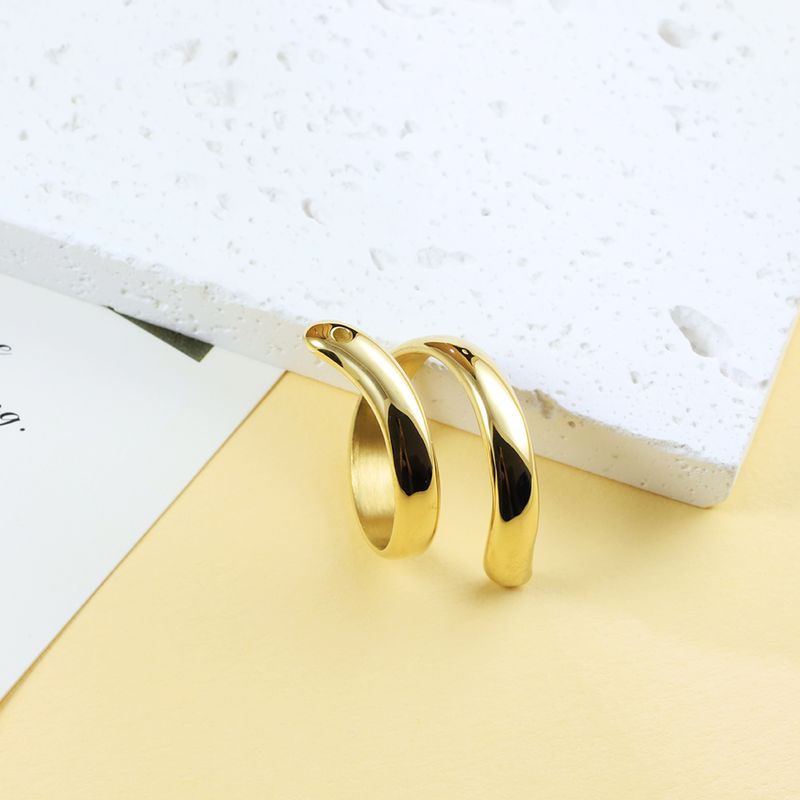 Basic Modern Style Classic Style Irregular Solid Color Snake 304 Stainless Steel 14K Gold Plated Open Rings In Bulk