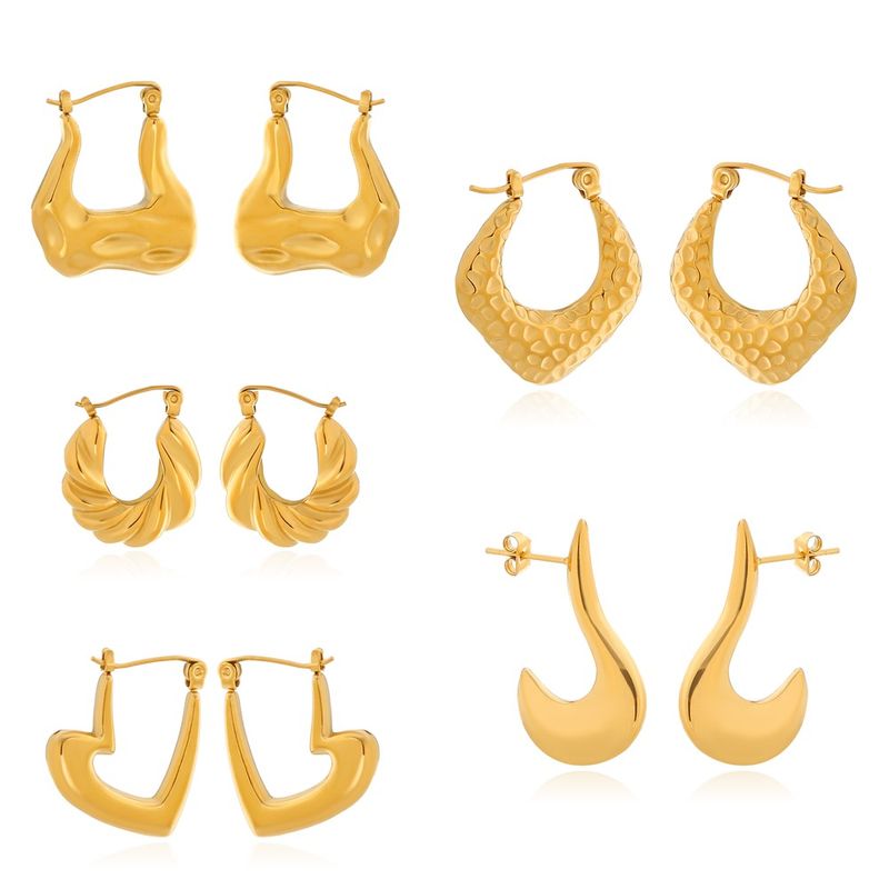 1 Paar Elegant Luxuriös Irregulär Herzform Spiralstreifen Überzug Edelstahl 304 18 Karat Vergoldet Ohrringe
