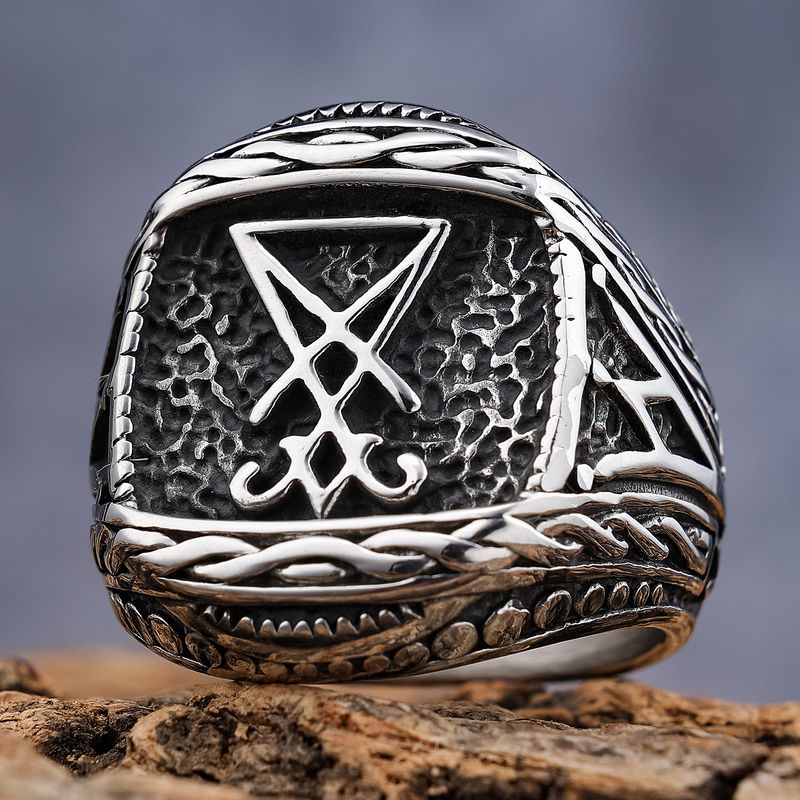 Hip-Hop Streetwear Symbol 304 Stainless Steel Carving Men's Rings