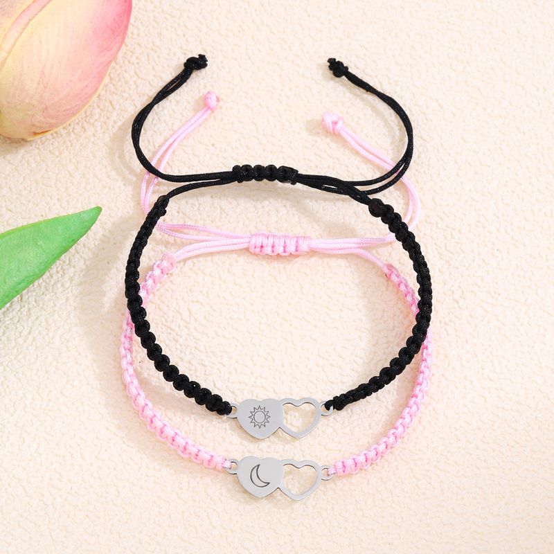 Estilo Simple Sol Luna Forma De Corazón Aleación Soga Ahuecar Pareja Pulsera