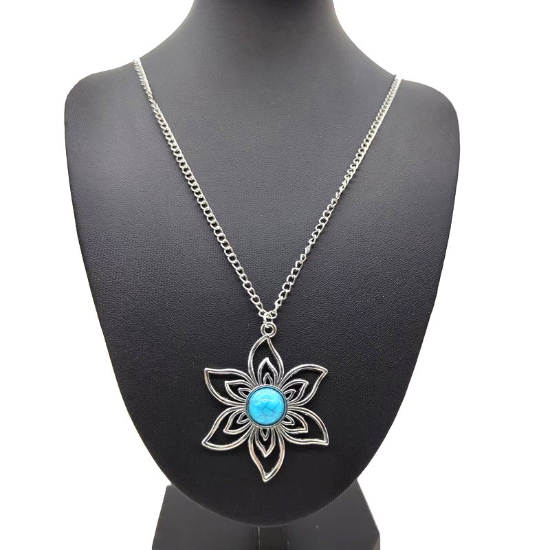 Wholesale Jewelry Simple Style Classic Style Flower Zinc Alloy Resin Plating Pendant Necklace