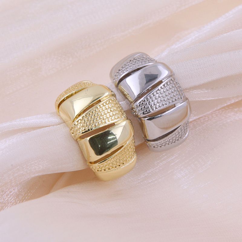 Copper 18K Gold Plated Casual Simple Style Plating Solid Color Open Rings