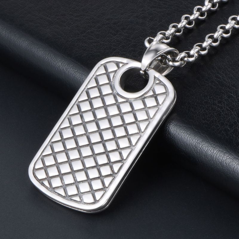 Casual Simple Style Rhombus Rectangle 304 Stainless Steel Men's Pendant Necklace
