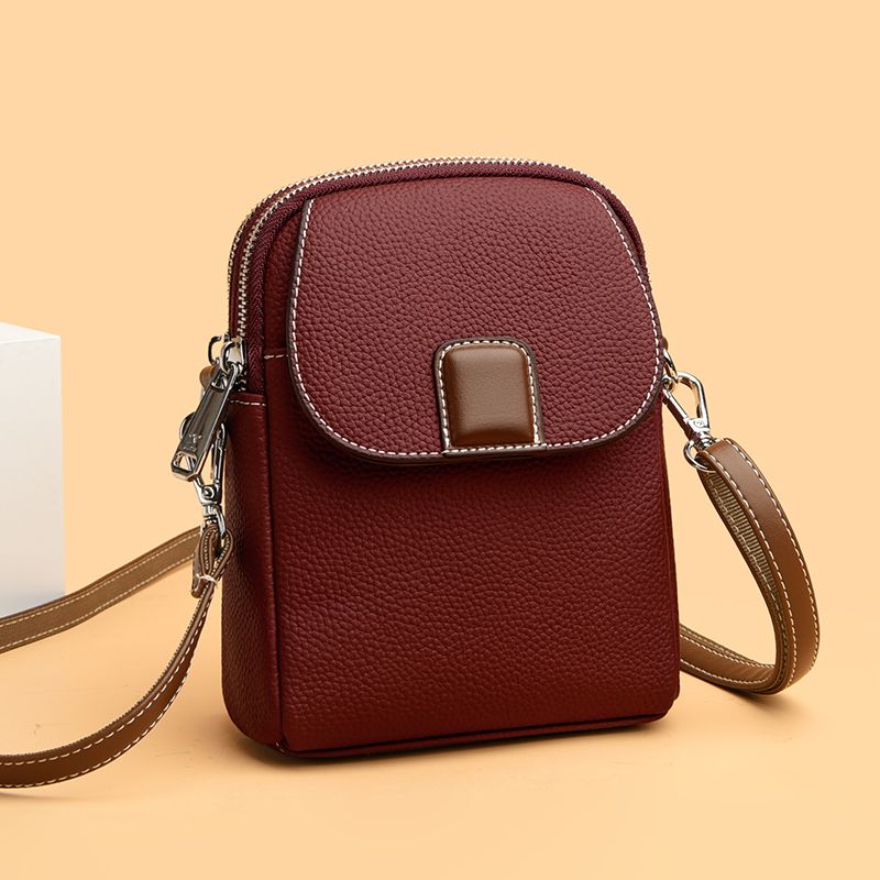 Women's Small Pu Leather Solid Color Vintage Style Classic Style Sewing Thread Flip Cover Crossbody Bag