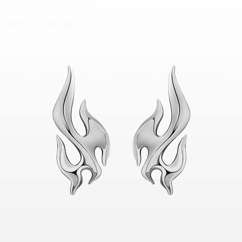 1 Pair Classic Style Flame 304 Stainless Steel Ear Studs