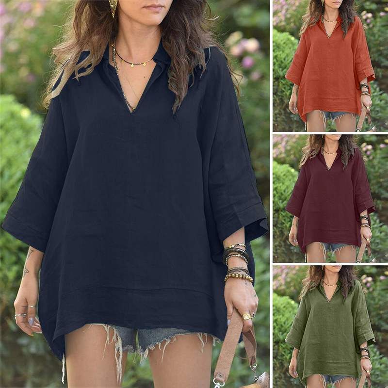 Women's T-shirt Half Sleeve Blouses Streetwear Solid Color