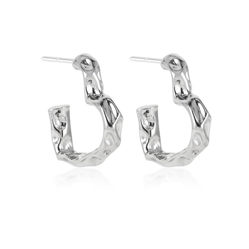1 Pair Basic Simple Style Classic Style Irregular Solid Color Iron Silver Plated Earrings
