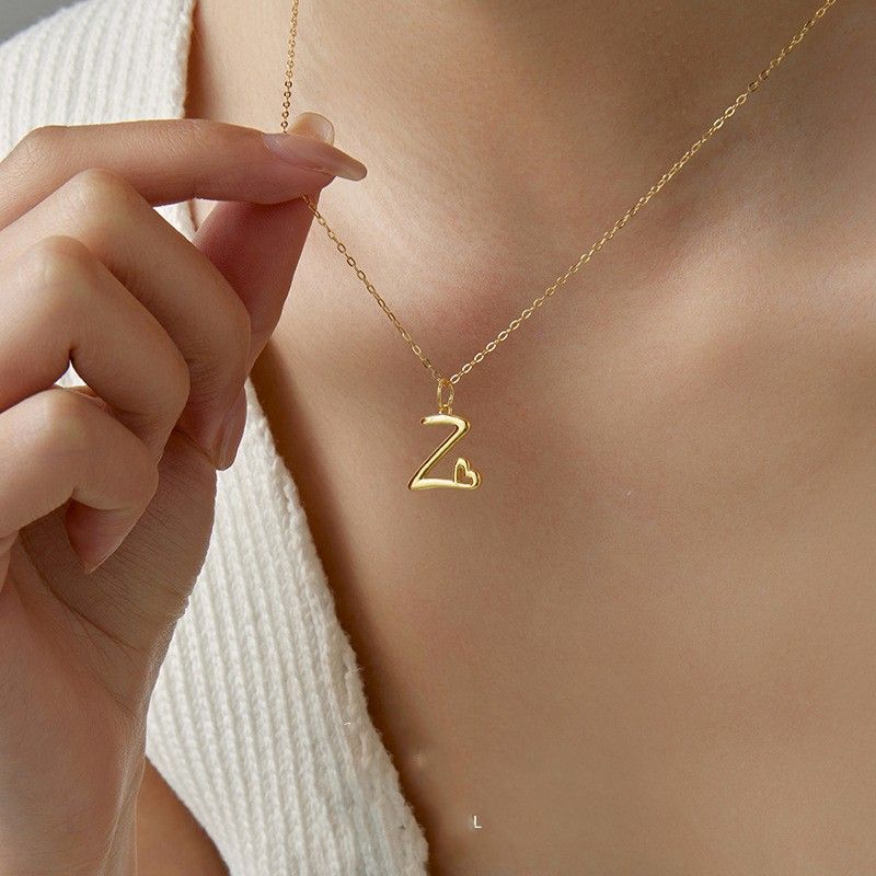 Sterling Silver White Gold Plated Gold Plated IG Style Simple Style Hollow Out Letter Heart Shape Pendant Necklace