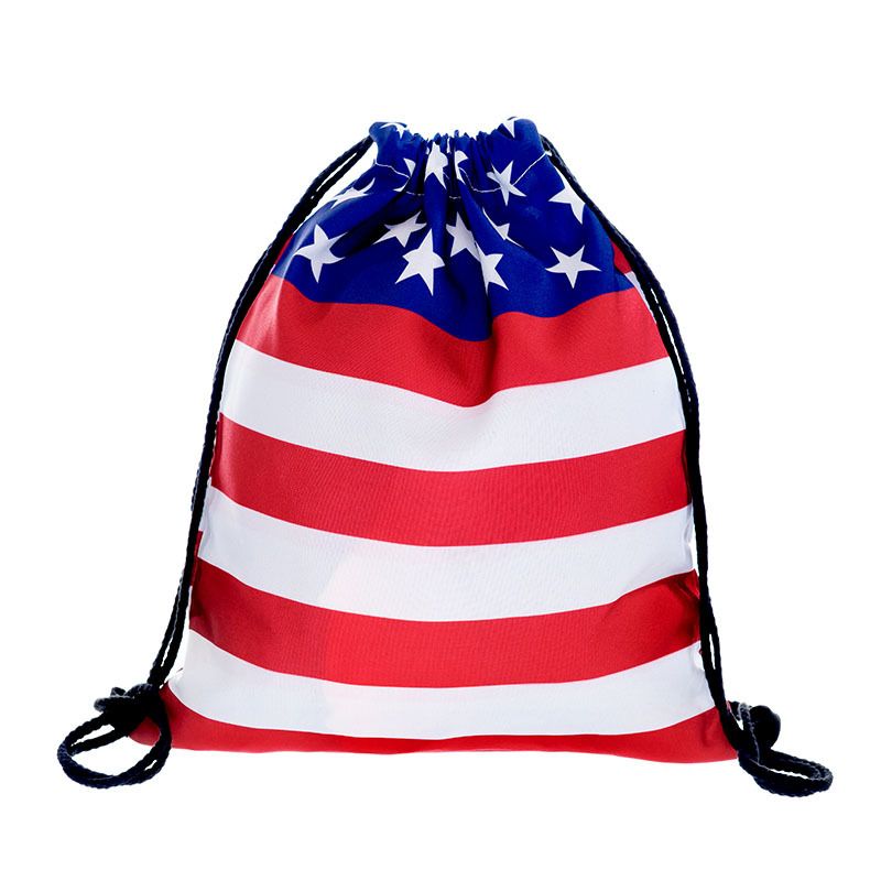Waterproof National Flag Casual Travel Drawstring Backpack