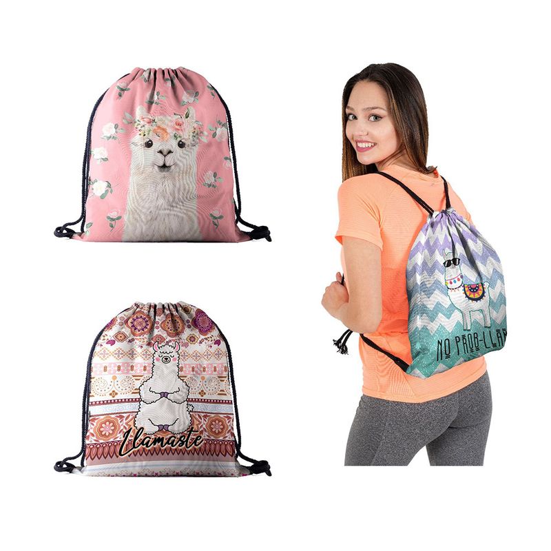 Waterproof Animal Letter Holiday Daily Drawstring Backpack