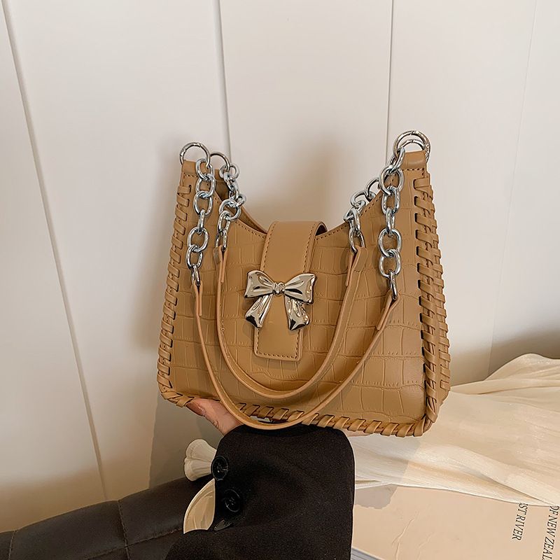 Women's Small Pu Leather Bow Knot Streetwear Zipper Underarm Bag