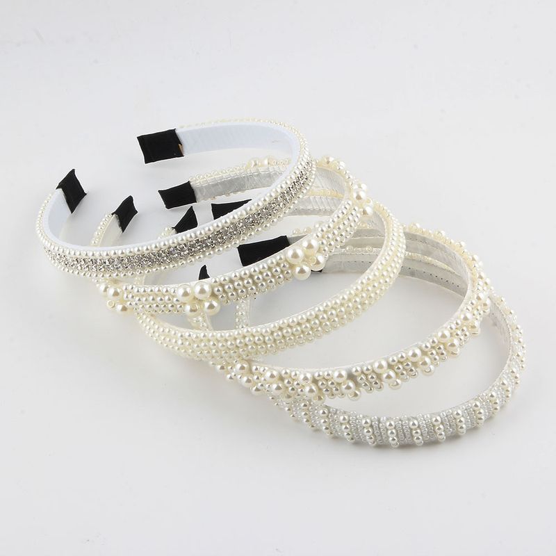 Women's Simple Style Shiny Round Rhinestone Inlay Pearl Hair Band