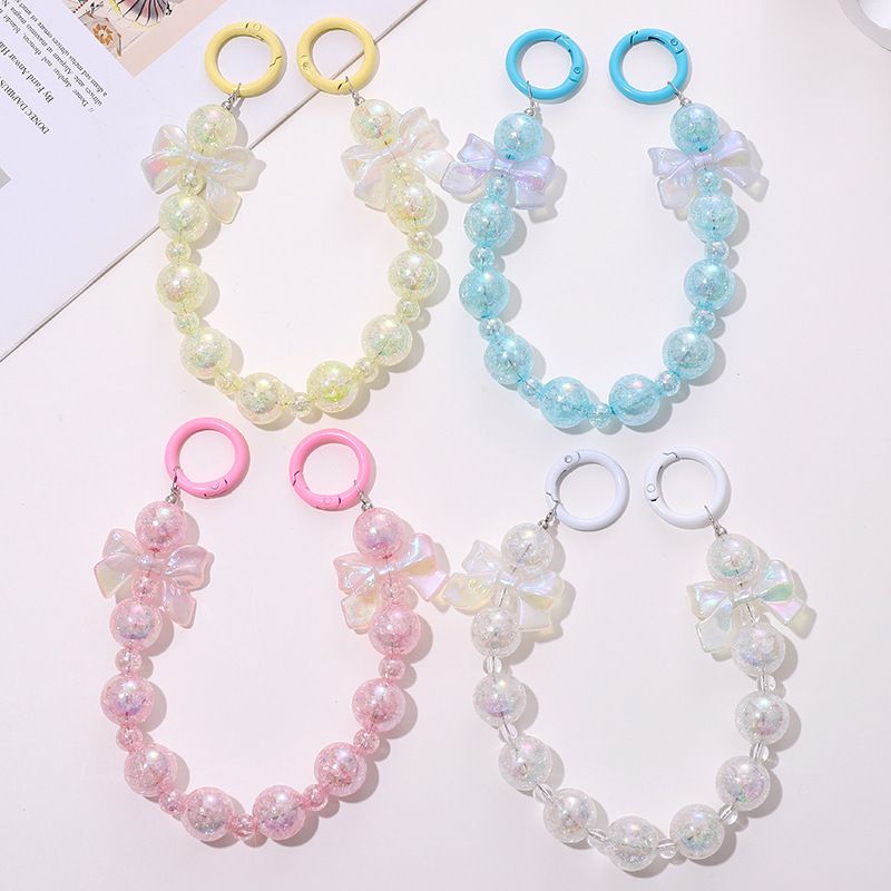 IG Style Sweet Bow Knot Crystal Beaded Plating Mobile Phone Chain