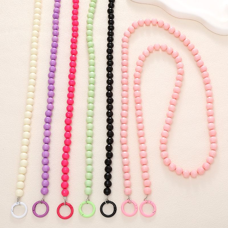 Simple Style Round Arylic Beaded Mobile Phone Chain