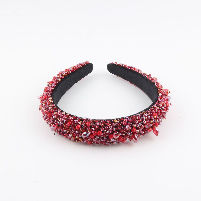 Women's Simple Style Color Block Plastic Inlay Rhinestones Hair Band