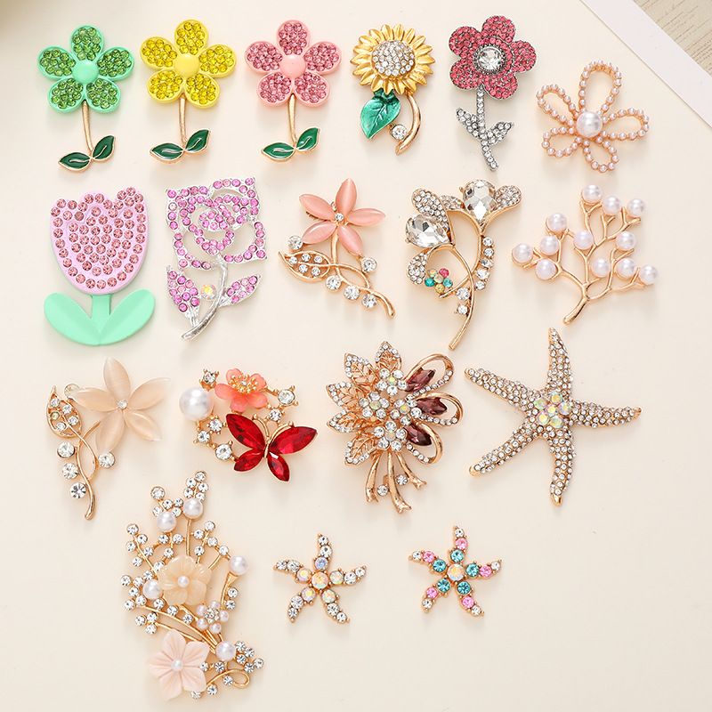 1 Pièce 35*47mm 35*50mm 45*45mm Métal Strass Perle Étoile De Mer Fleur Brillant DIY Accessoires