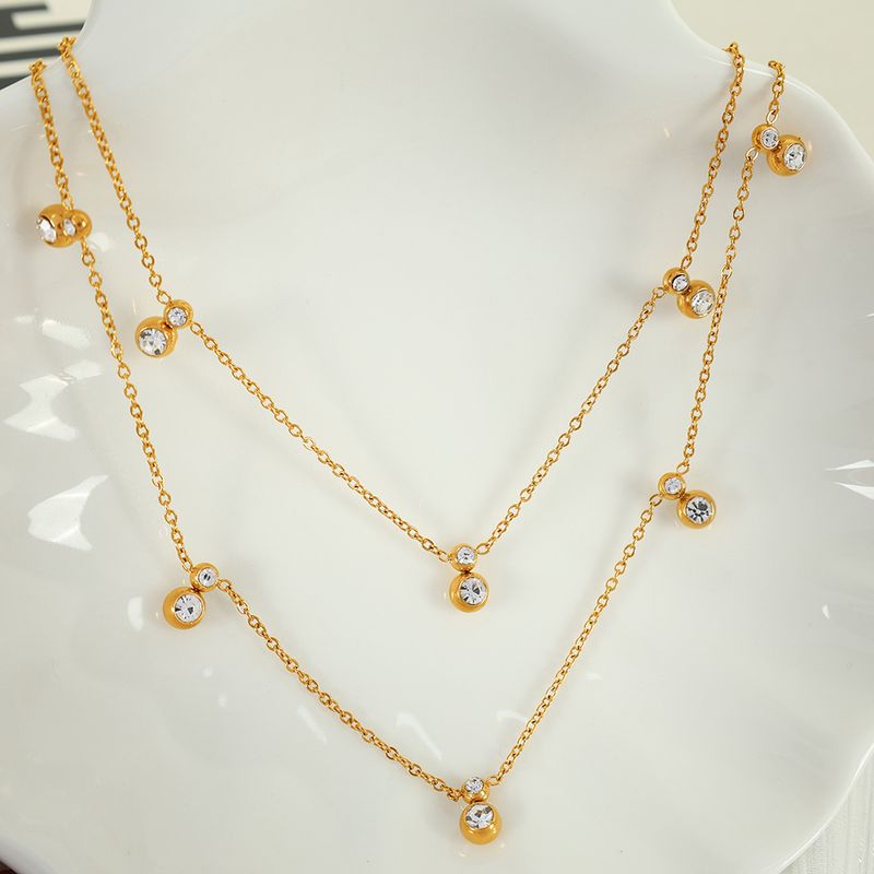 Titan Stahl 18 Karat Vergoldet Einfacher Stil Überzug Kreis Linien Halskette