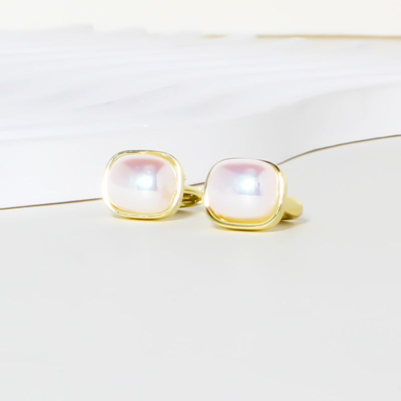 1 Pair Sweet Commute Square Inlay Alloy Pearl Gold Plated Earrings