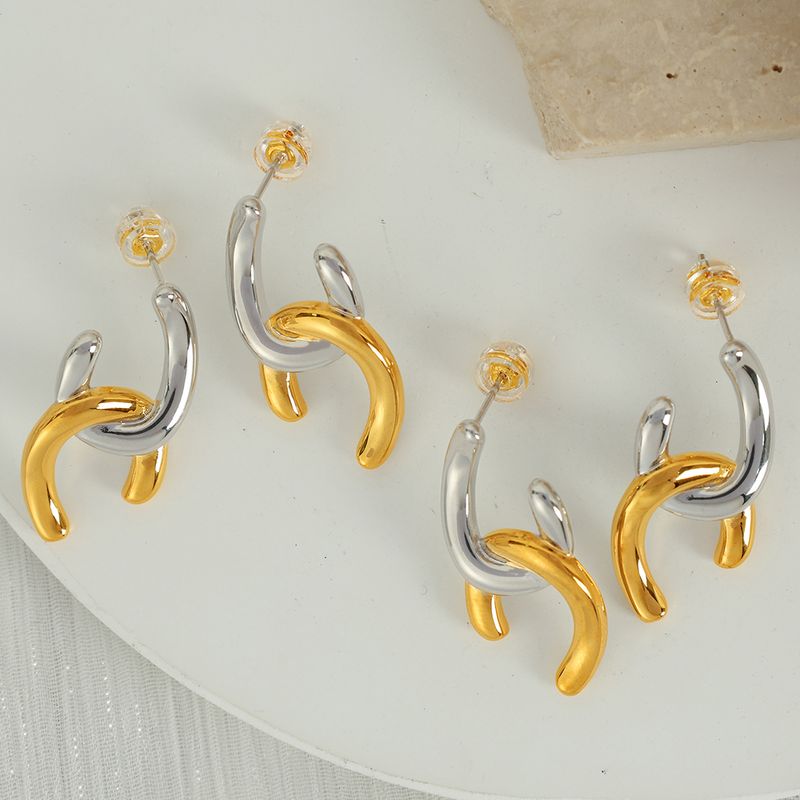 1 Pair Vintage Style Simple Style Irregular Lines Irregular Plating Copper 18K Gold Plated Drop Earrings