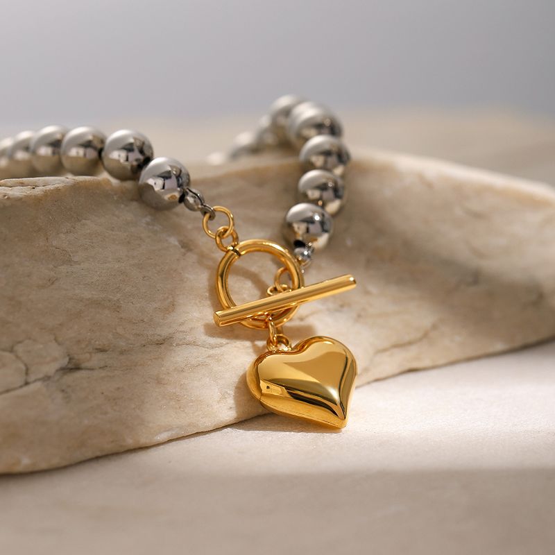 Edelstahl 304 18 Karat Vergoldet Einfacher Stil Klassischer Stil Überzug Herzform Armbänder