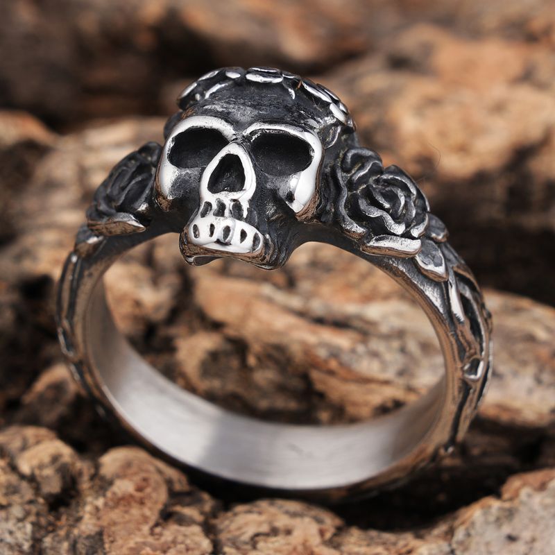 Hip-Hop Streetwear Skull 304 Stainless Steel Men's Rings