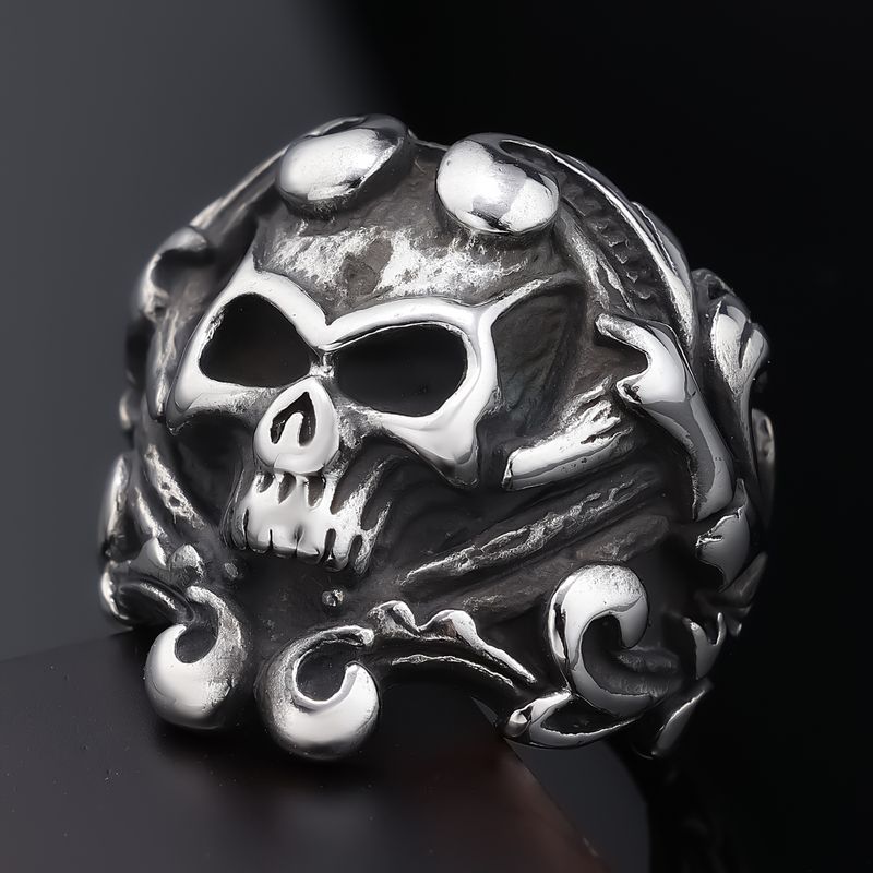 Hip-Hop Streetwear Skull 304 Stainless Steel Men's Rings