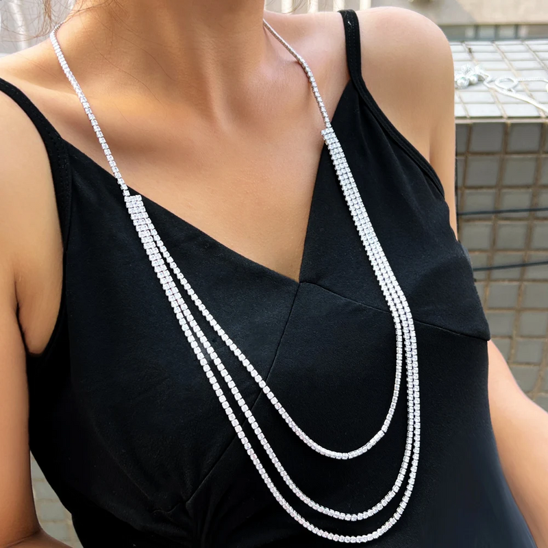Kupfer Luxuriös Einfacher Stil Perlen Geometrisch Zirkon Dreilagige Halskette