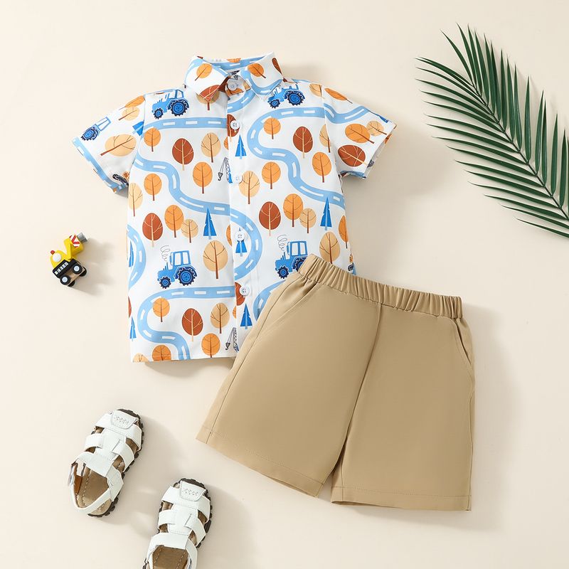 Casual Cartoon Polyester Boys Clothing Sets