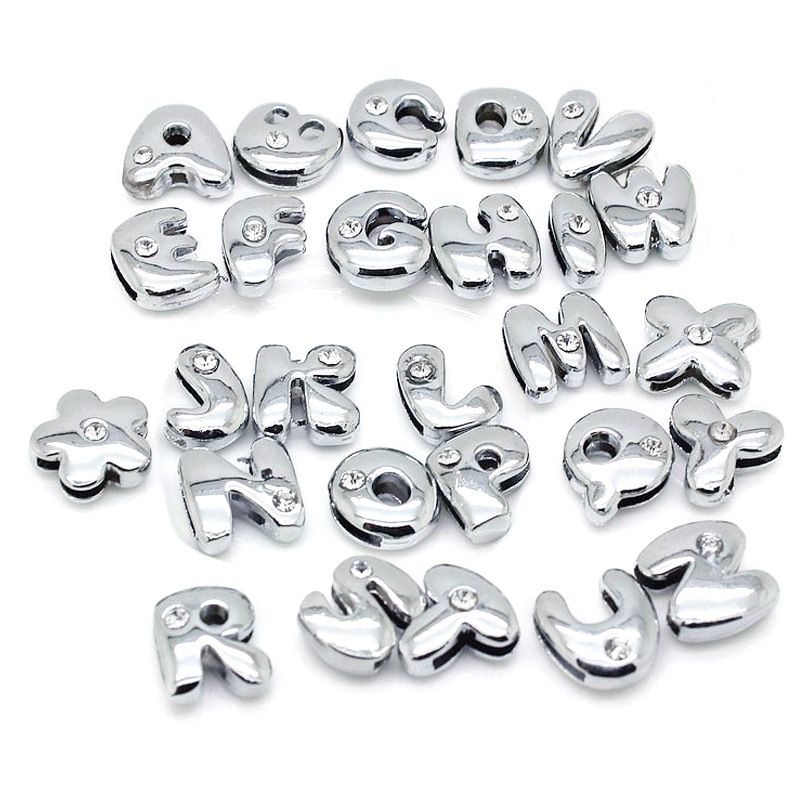 1 Piece Alloy Rhinestones Letter Beads