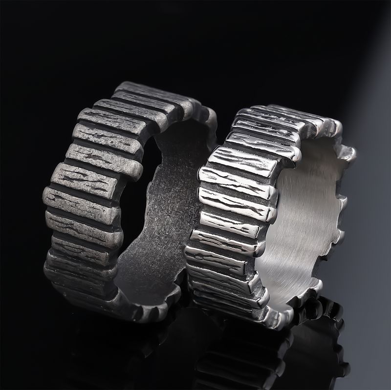 Hip-Hop Streetwear Solid Color 304 Stainless Steel Men's Rings