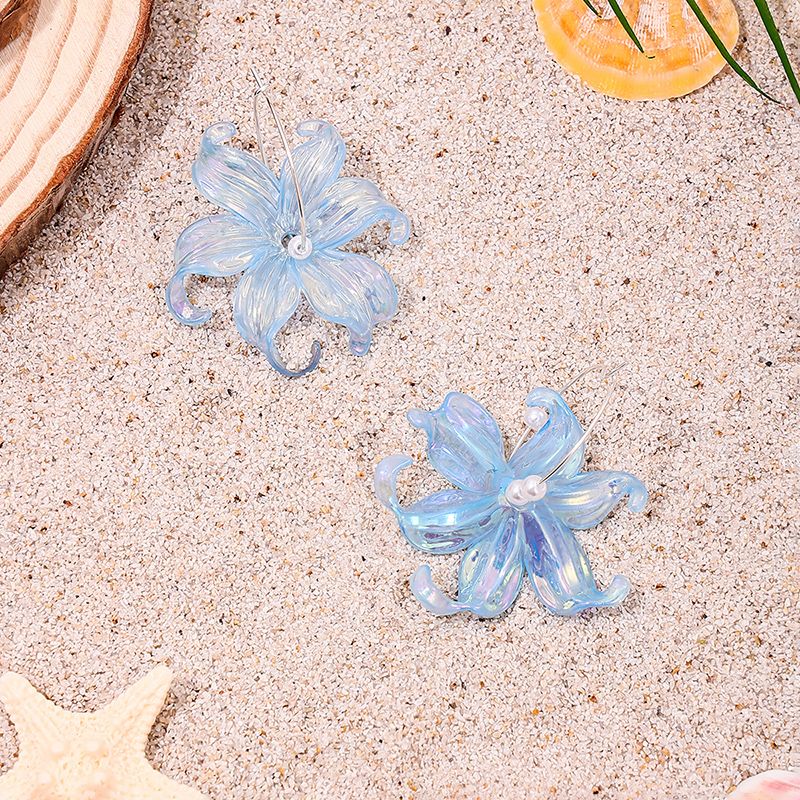 1 Pair Vacation Sweet Flower Arylic Drop Earrings