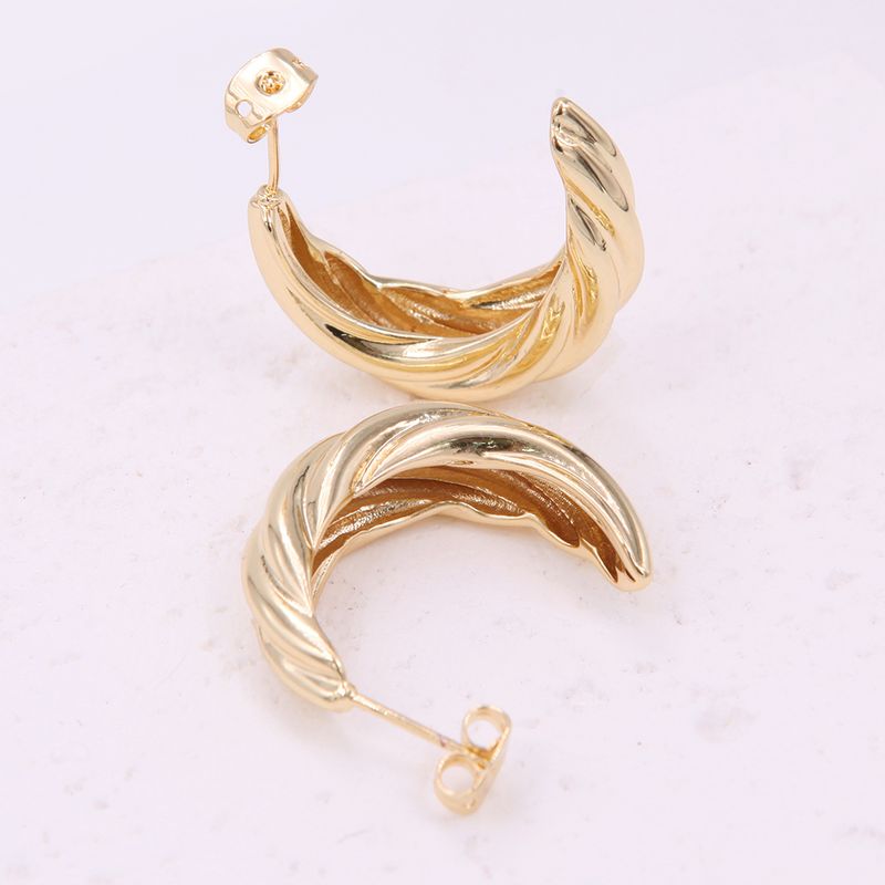 1 Pair Simple Style Classic Style Solid Color Plating Copper 18K Gold Plated Ear Studs