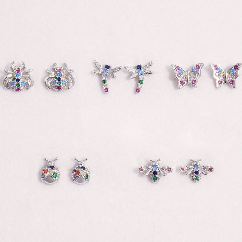 1 Pair Elegant Simple Style Butterfly Plating Inlay Sterling Silver Zircon White Gold Plated Ear Studs