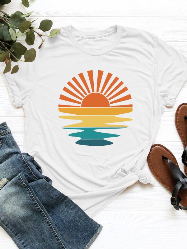 Women's T-shirt Short Sleeve T-Shirts Printing Casual Streetwear Sun