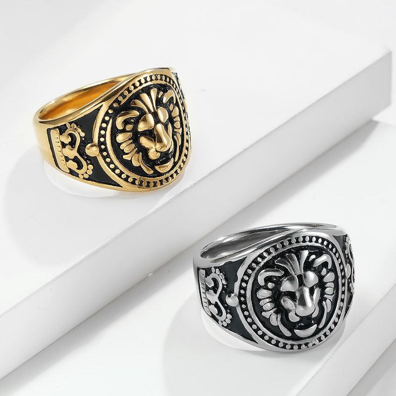 Retro Simple Style Lion 304 Stainless Steel 18K Gold Plated Unisex Rings
