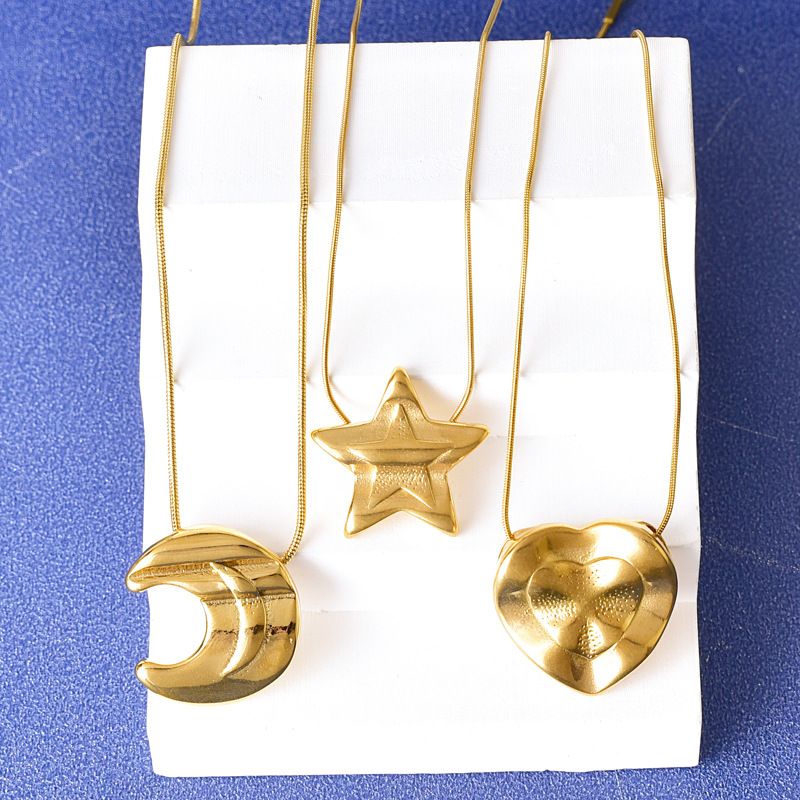 Acier Inoxydable 304 Plaqué Or 18K Style Simple Style Classique Placage Star Forme De Cœur Pendentif