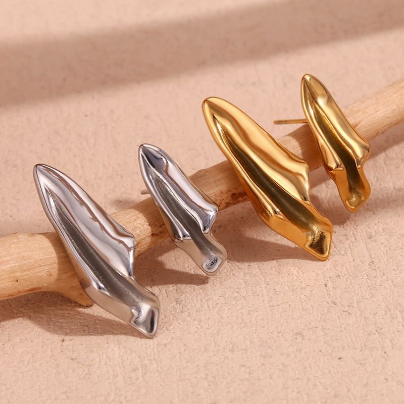 1 Pair Basic Simple Style Classic Style Geometric Solid Color Plating 316L Stainless Steel  18K Gold Plated Ear Studs