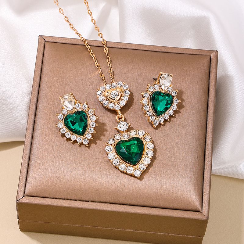 Simple Style Classic Style Heart Shape Alloy Inlay Resin Rhinestones Women's Jewelry Set