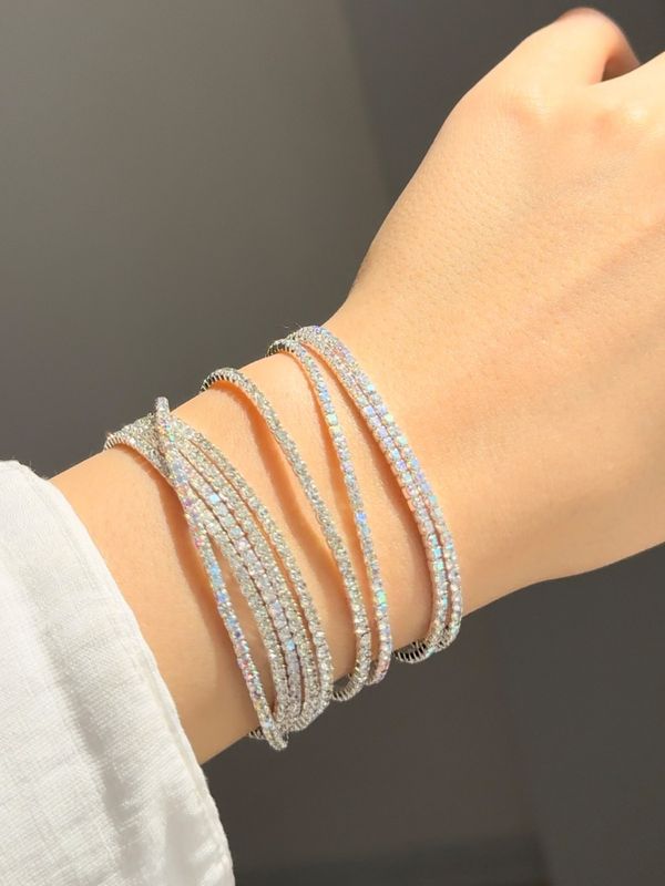 Élégant Dame Couleur Unie Strass Femmes Bracelets