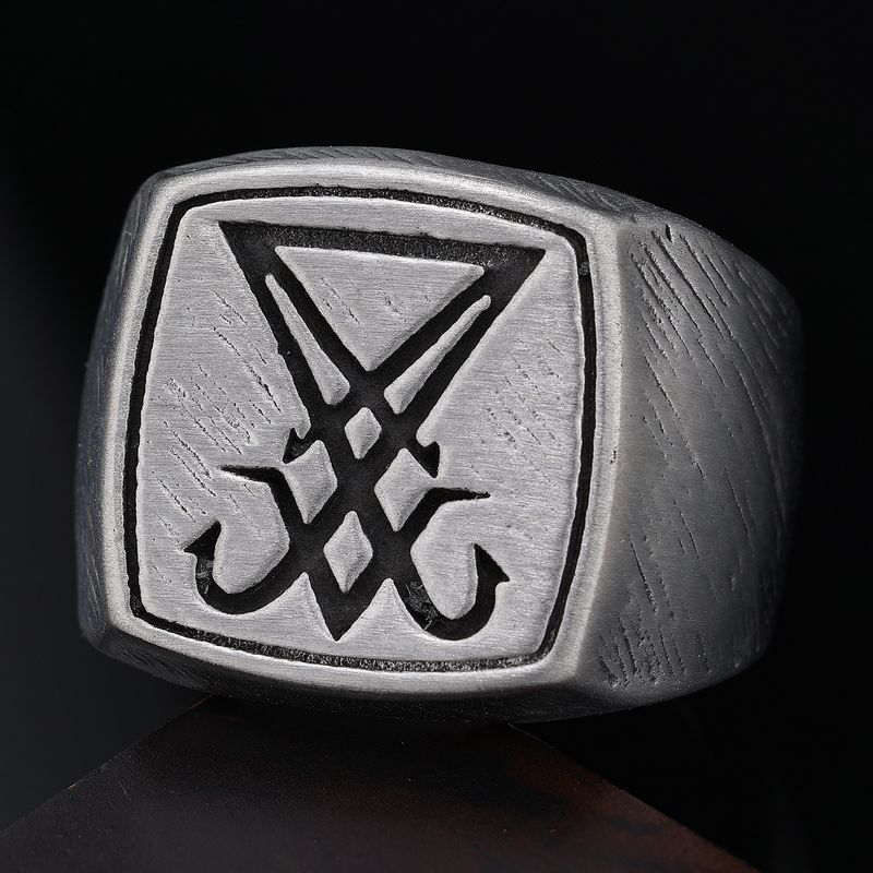 Hip-Hop Streetwear Symbol 304 Stainless Steel Carving Men's Rings