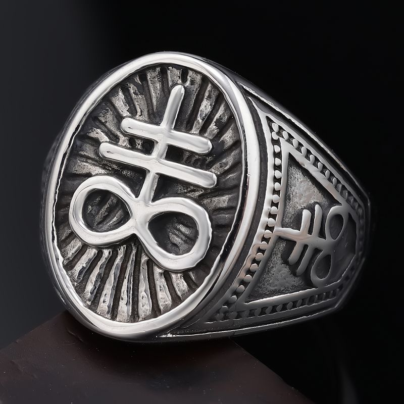 Hip-Hop Streetwear Geometric 304 Stainless Steel Carving Men's Rings