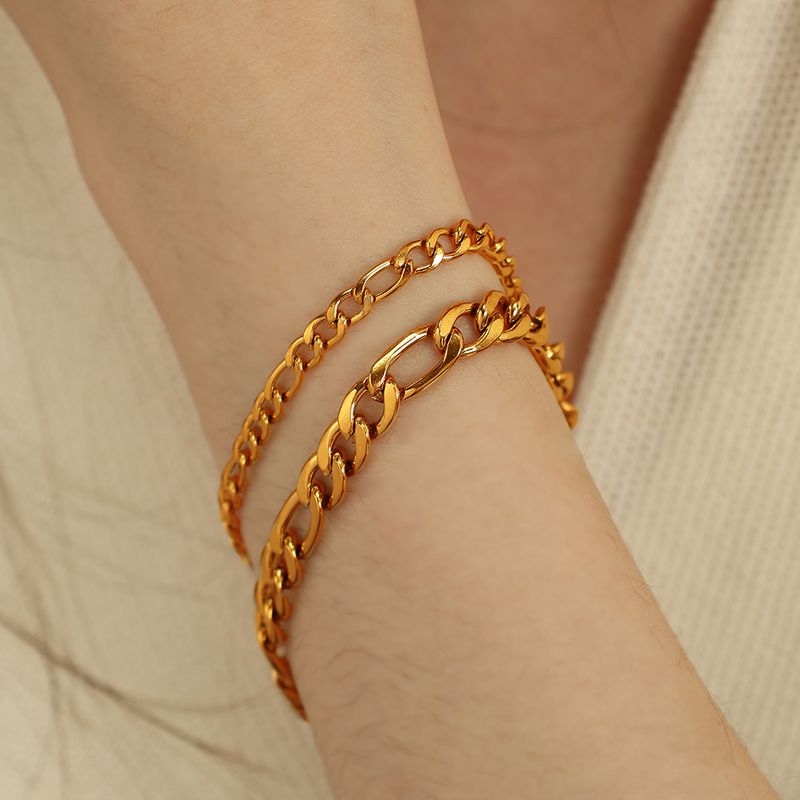 304 Stainless Steel Titanium Steel 18K Gold Plated Modern Style Simple Style Classic Style Solid Color Bracelets