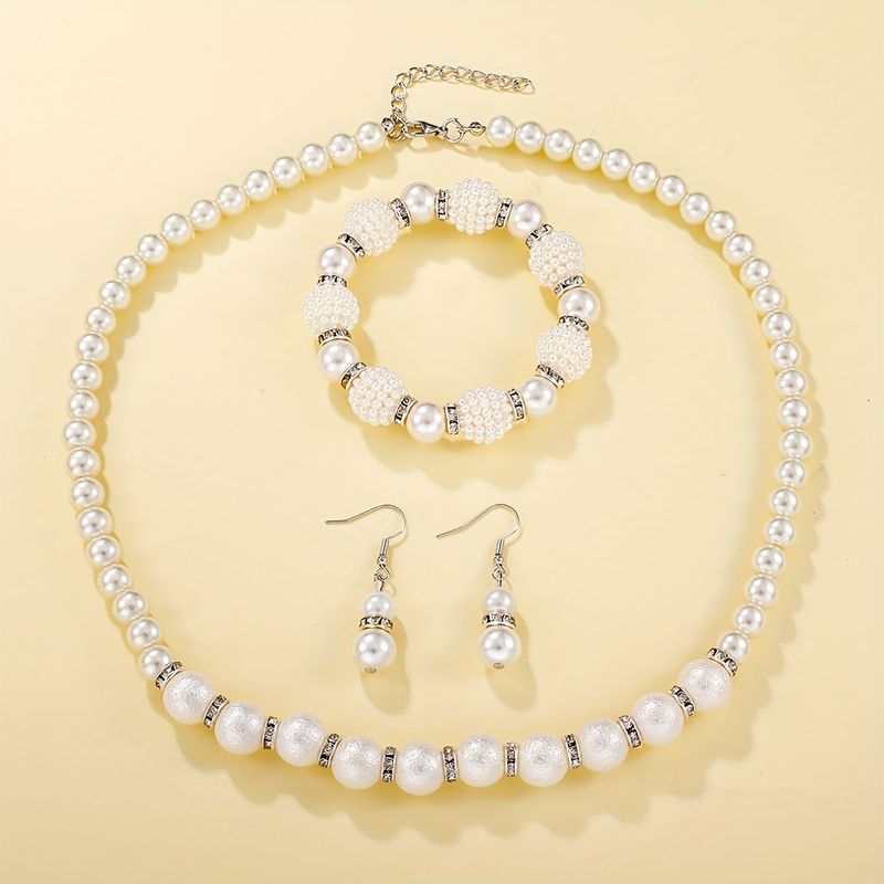 Lässig Luxuriös Braut Geometrisch Künstliche Perle Inlay Künstliche Perlen Frau Schmuck-Set