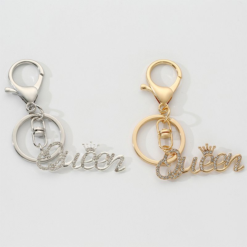 Simple Style Classic Style Commute Letter Crown Alloy Inlay Rhinestones Bag Pendant Keychain