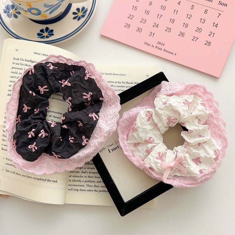 Women's Sweet Bow Knot Cloth Lace Printing Hair Tie