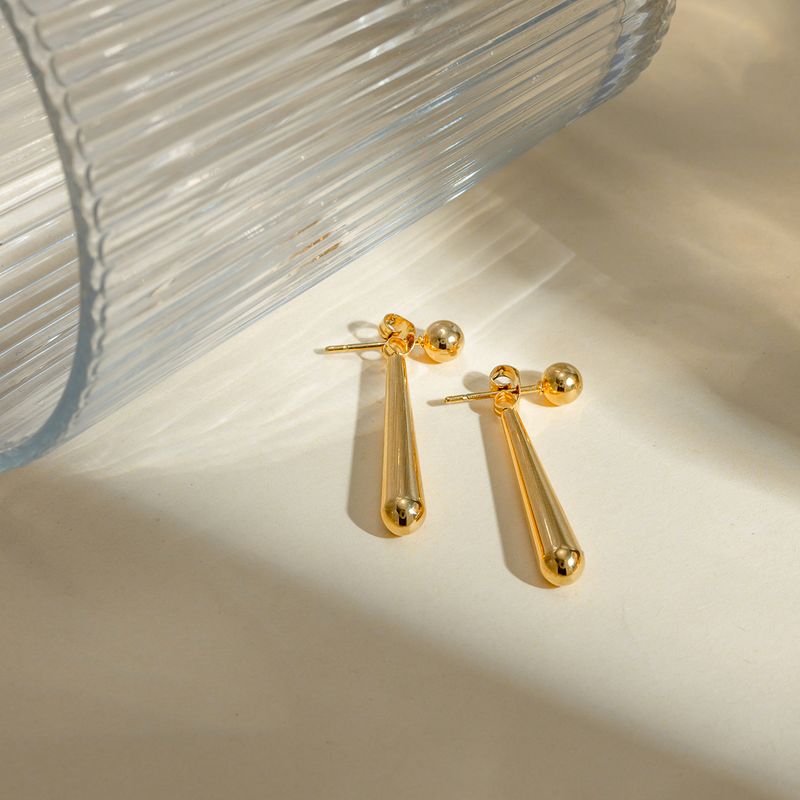 1 Pair IG Style Simple Style Water Droplets 304 Stainless Steel 18K Gold Plated Drop Earrings