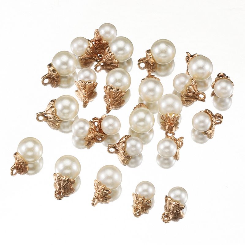 20 PCS/Package Diameter 10mm Diameter 8mm Hole 4~4.9mm Alloy Pearl Round Polished Pendant