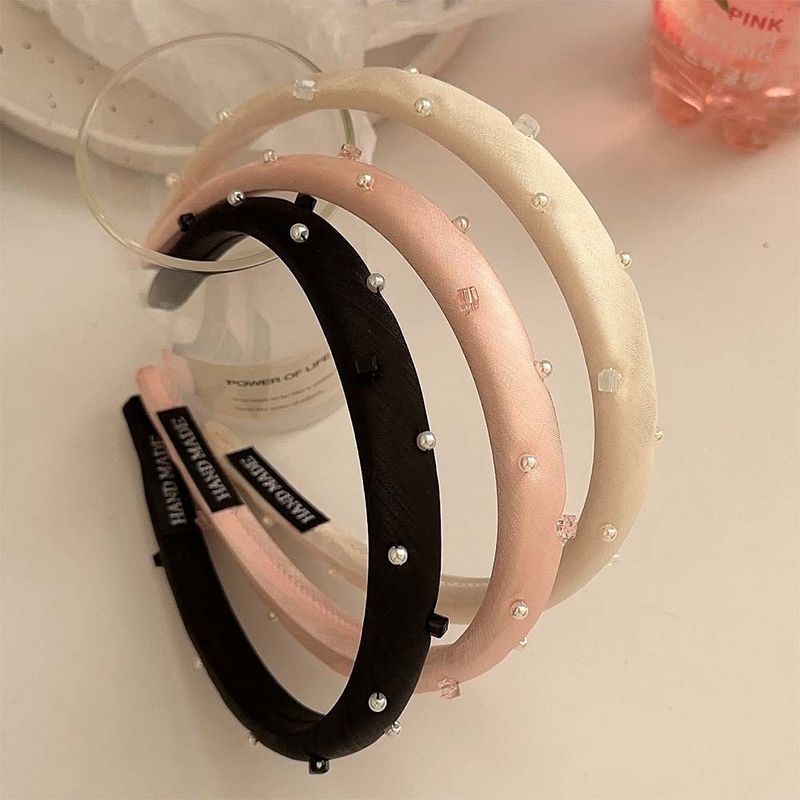 Women's Simple Style Solid Color Cloth Pearl Hair Band
