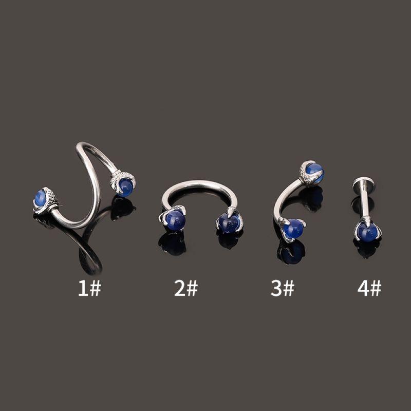 1 Piece Lip Rings Modern Style Simple Style Cool Style Irregular Curve 316L Stainless Steel  Inlay Opal Lip Rings Eyebrow Studs Nose Rings & Studs