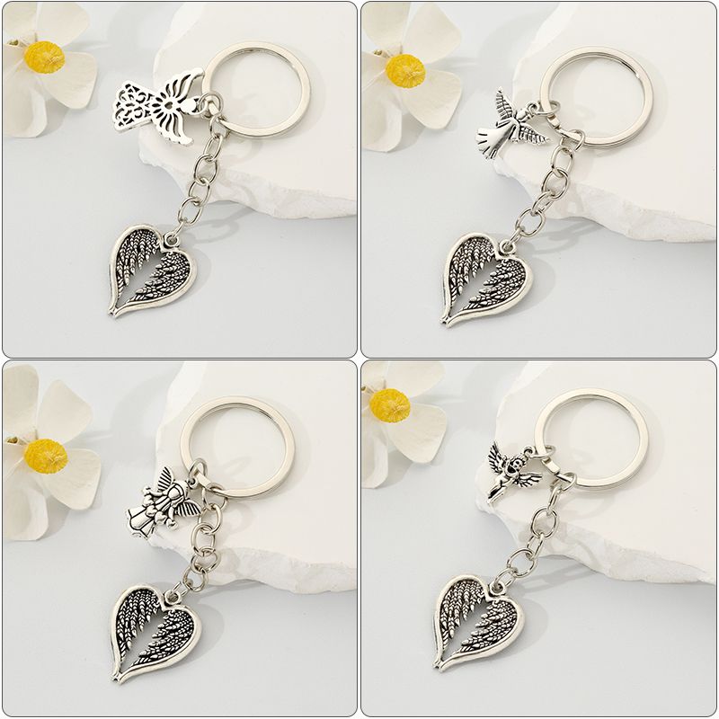 Simple Style Classic Style Commute Angel Wings Heart Shape Alloy Plating Bag Pendant Keychain